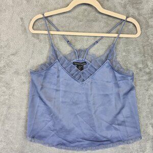 Christian Lacroix Camisole Top Womens Small Blue Lace Trim Spaghetti Straps